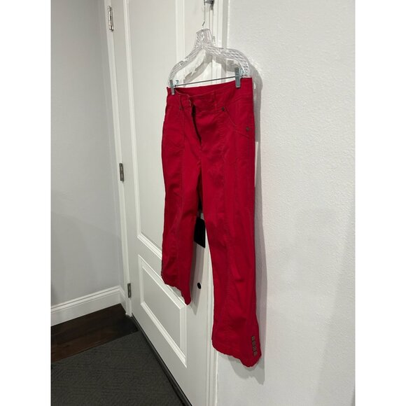 Style & Co Mid Rise Capri Pants Red Sz 12 Button Red Cotton Blend Casual Wear - Picture 3 of 10